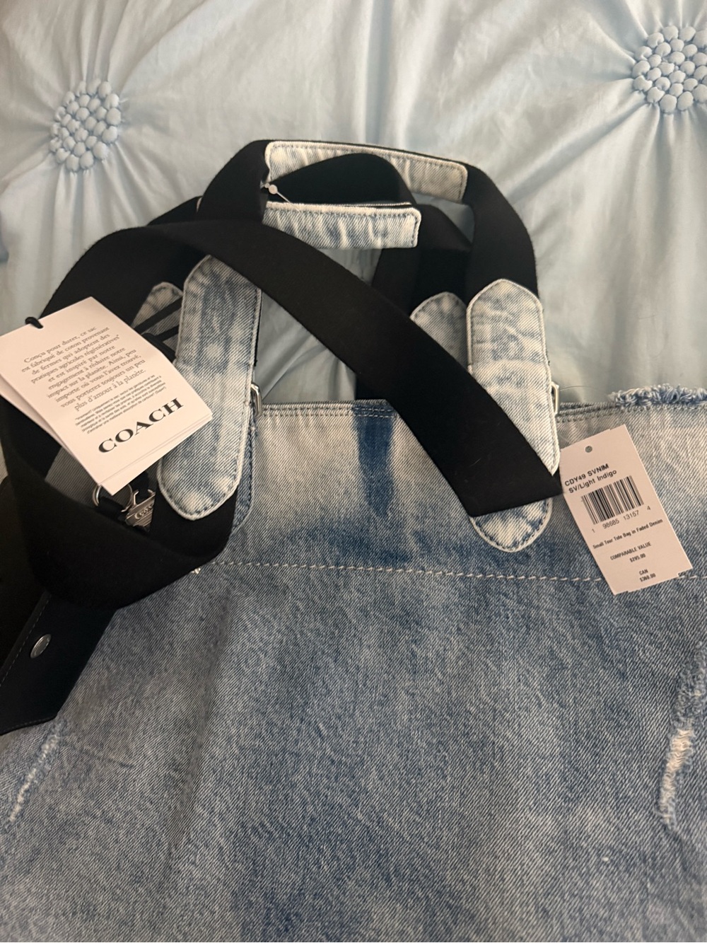 Coach New York Denim Tote Bag in Light Blue - Picture 4 of 10